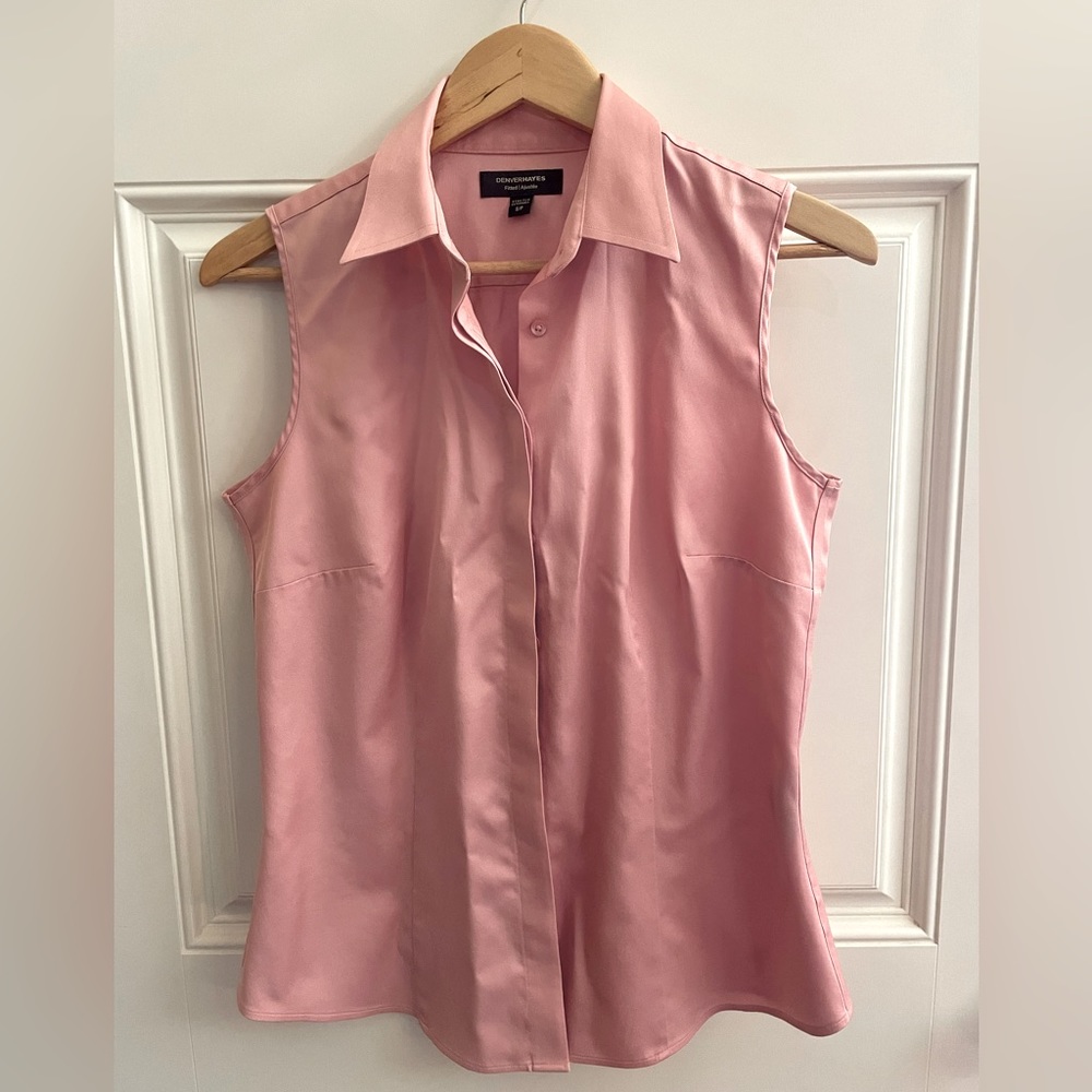 Denver Hayes Pink Small Fitted No Iron sleeveless Blouse with hidden buttons